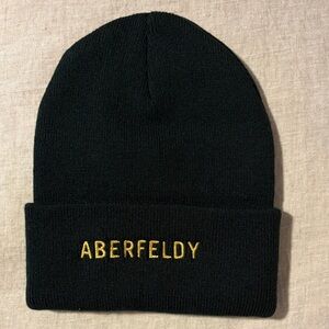 Port and Company Black Beanie with Yellow ABERFELDY Embroidery